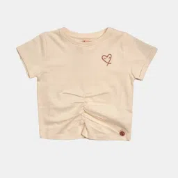 Angel & Rocket Kids Beige Cotton Regular Fit T-Shirt image 1