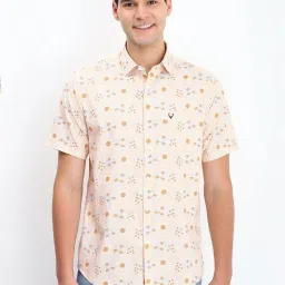 Allen Solly Beige Slim Fit Printed Shirt image 1