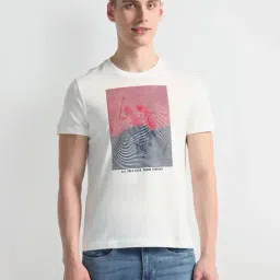 U.S. Polo Assn. Ivory Cotton Slim Fit Printed T-Shirt-image-4