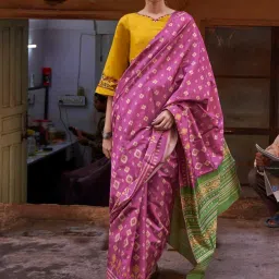 Saree Mall Purple Printed Saree With Unstitched Blouse image 1