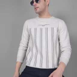Crimsoune Club Grey Regular Fit Striped Sweatshirt image 1