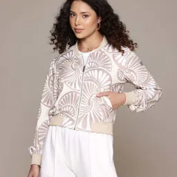 Label Ritu Kumar Beige Athliesure Bomber Jacket image 1
