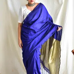 Sundarii Blue Cotton Saree-picture-12