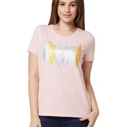 Spykar Pink Graphic Print T-Shirt image 1