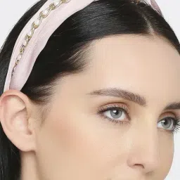 OOMPH Pink & Gold Chain With Pearls Hair Band-image-47