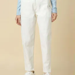 Allen Solly White Cotton Mid Rise Jeans image 1