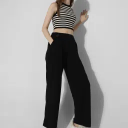 Only Black Relaxed Fit High Rise Pants image 1
