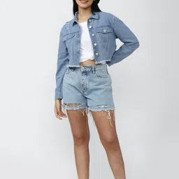Forever 21 Blue Full Sleeves Denim Jacket image 4