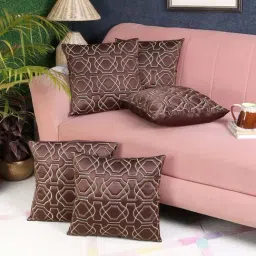 MFD HOME Furnishing Brown Satin Cushion Cover - Set of 5-image-61
