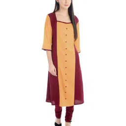 PATRORNA Peach & Maroon Regular Fit Kurta-picture-21