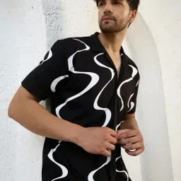 Sweet Dreams Black Regular Fit Geometric Lounge Set image 4