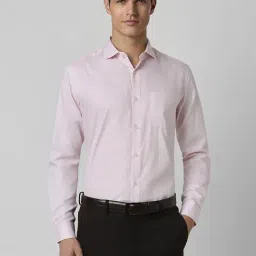 Peter England Elite Pink Cotton Slim Fit Texture Shirt-picture-10