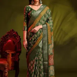 Saree Mall Green Woven Saree With Unstitched Blouse-picture-28