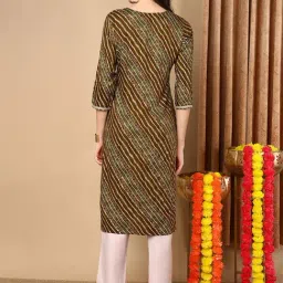 Vaamsi Green Striped Straight Kurta image 2