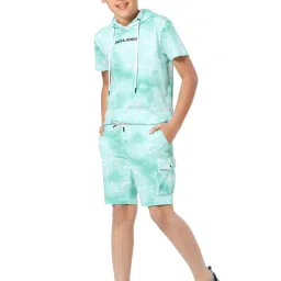 Jack & Jones Junior Boys Green Printed Shorts image 4