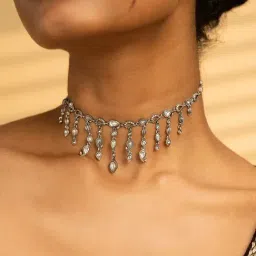 Shaya 925 Silver Oxidized Jhil Mil Necklace-image-23
