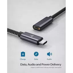 Mak World Type C Extension Cable with 100W Fast Charging, 10 GBPS Speed, 4K @ 60 Hz HD Video Output - 1.8 m image 4