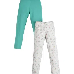Plum Tree Kids Grey & Green Printed Leggings (Pack of 2) image 1