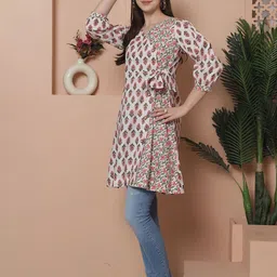 Merira Floral Printed Pure Cotton Fit & Flared Ethnic Dresses image 4