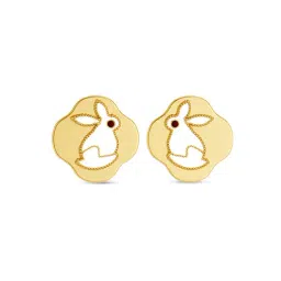 kisna diamond & gold jewellery KISNA 14K Pure Yellow Gold Dainty Gold Clover Bunny Earrings for Women-picture-20