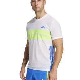 Adidas White Slim Fit Colour Block Sports T-Shirt-image-3