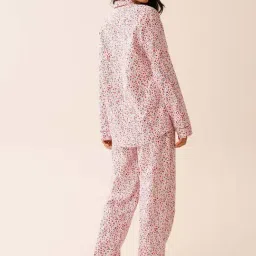 La Vie En Rose Red Floral Print Flannel Pyjama Set image 2