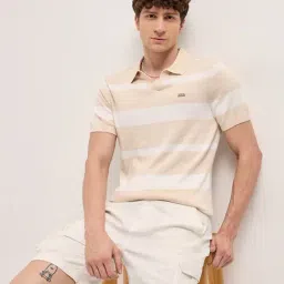 The Bear House Beige Cotton Regular fit Stripes Polo Shirt-picture-41