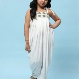 BIBA Girls White Embroidered Jumpsuit image 5