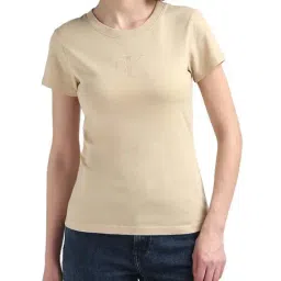 CALVIN KLEIN Brown Cotton Logo Print T-Shirt-image-11