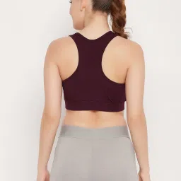 Clovia Wine Polyester Logo Print Full Coverage Racerback Sports Bra image 2