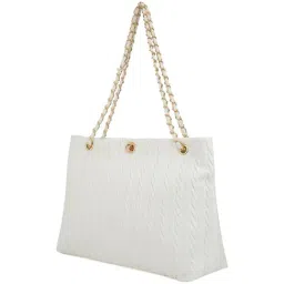 Globus White TexturedTote Handbag image 2