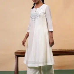 Folksong By W White Cotton Solid Kurti image 3