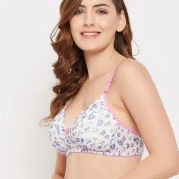 Clovia White & Blue Non Wired Padded T-Shirt Bra image 3