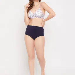 Clovia White & Blue Non Wired Padded T-Shirt Bra image 4