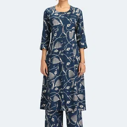 COTTON CULTURE Women Floral Printed Round Neck A-Line Kurta with Palazzos-picture-16