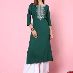 Anouk Rustic Ethnic Motifs Embroidered Thread Work Round Neck Straight Kurta-picture-28