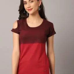 Crozo By Cantabil Maroon Color-Block Top-picture-13