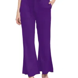 PATRORNA Purple Mid Rise Relaxed Fit Bootcut Trousers-picture-17