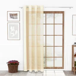 Story@Home Polyester Semi Long Door curtains Long, Cream, Leaf Pattern (8 Feet)-picture-20