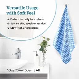 Kuber Industries Blue & White 2 Pcs Printed Microfiber 280 GSM Ultra Absorbent Face Towels image 4