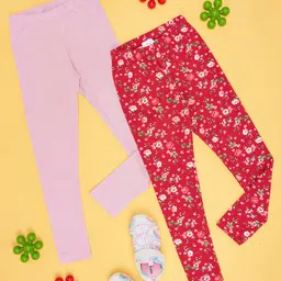 YU by Pantaloons Pack Of 2 Floral Printed & Solid Leggings - Multi Colour-picture-28
