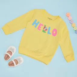 Pantaloons Baby Full Sleeves Hello Text Printed Sweatshirt - Yellow-picture-26