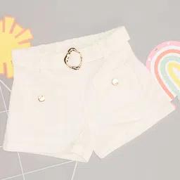 Pantaloons Junior Rayon Solid Shorts - Smow White image 1