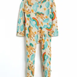 Cocoon Care Bamboo Knit Unicorn & Rainbow Printed Sleepsuit - Yellow-picture-15