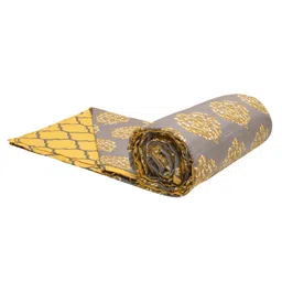 Trance Home Linen Pure Malmal Cotton Multipurpose Baby Dohar- Damask Grey Mustard image 2