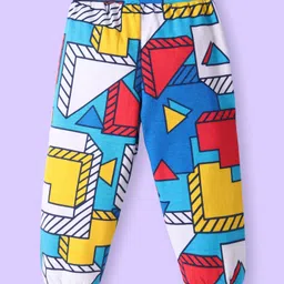 Babyhug Cotton Knit Full Length Lounge Pant with Abstract Print - Multicolor image 2