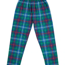 Earth Conscious 100% Cotton Knit Plaid Checked Lounge Pants - Green image 3