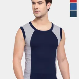 Sporto by Macho Men Pack Of 4 Cotton Colourblocked Undershirt Innerwear Vests-image-28