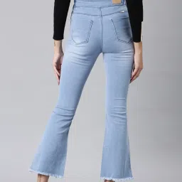 showoffff SHOWOFF Blue Denim Flared Fit Mid Rise Bootcut Jeans image 2