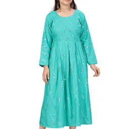 Muhuratam Kids-Girls Green Dresses-image-8